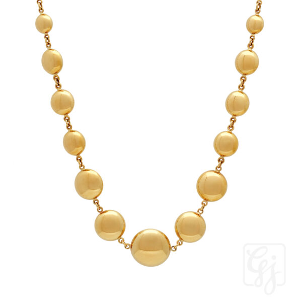 9K Italian Yellow Gold Dome Circle Necklace