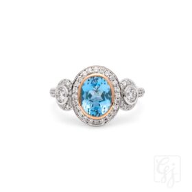 18K White Gold And Rose Gold Aquamarine And Diamond Ring, Stone Setting, How to choose the suitable setting