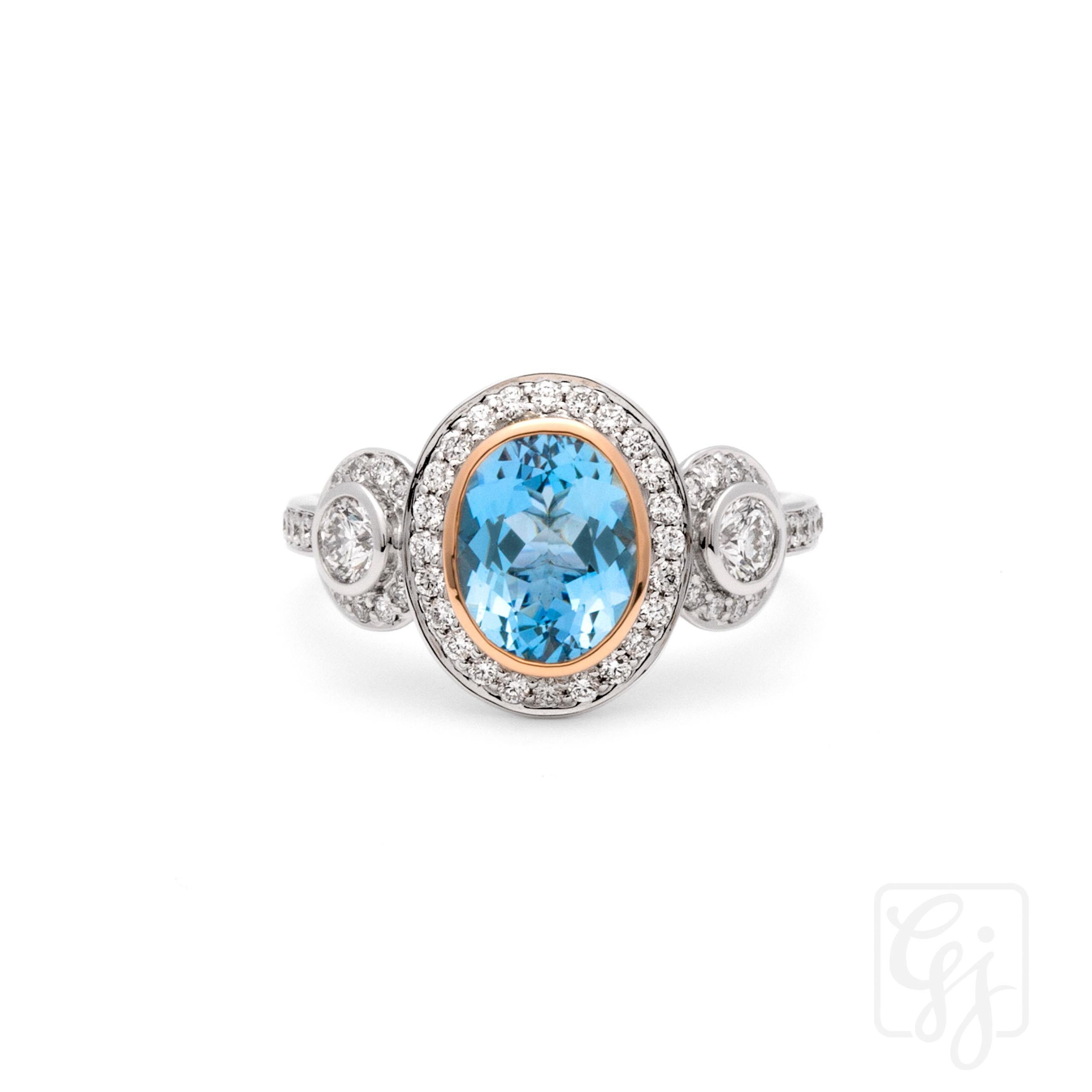 18K White Gold And Rose Gold Aquamarine And Diamond Ring, Stone Setting, How to choose the suitable setting