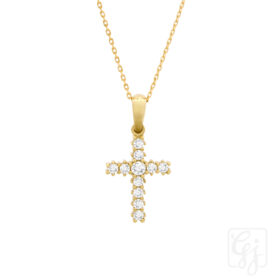 9K Yellow Gold Cross With CZ