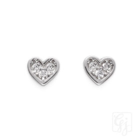 Sterling Silver Heart Post Butterflies Earrings With CZ