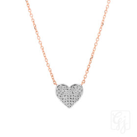 9K Rose Gold Diamond Heart Necklace With 18K Rose Gold Chain
