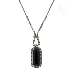 Sterling Silver Marcasite And Black Onyx Necklace