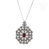 Sterling Silver Marcasite And Garnet Antique Style Pendant Brooch