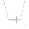 9K Rose Gold Cross Necklace With CZ