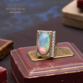 Vintage Ring, 18k vintage yellow gold Australian solid white opal and diamonds dress ring, Gillians Jewellery - Second hand jewellery, Vintage Jewellery, Antique Jewellery, Mourning Jewellery, Forest Hill, Melbourne
